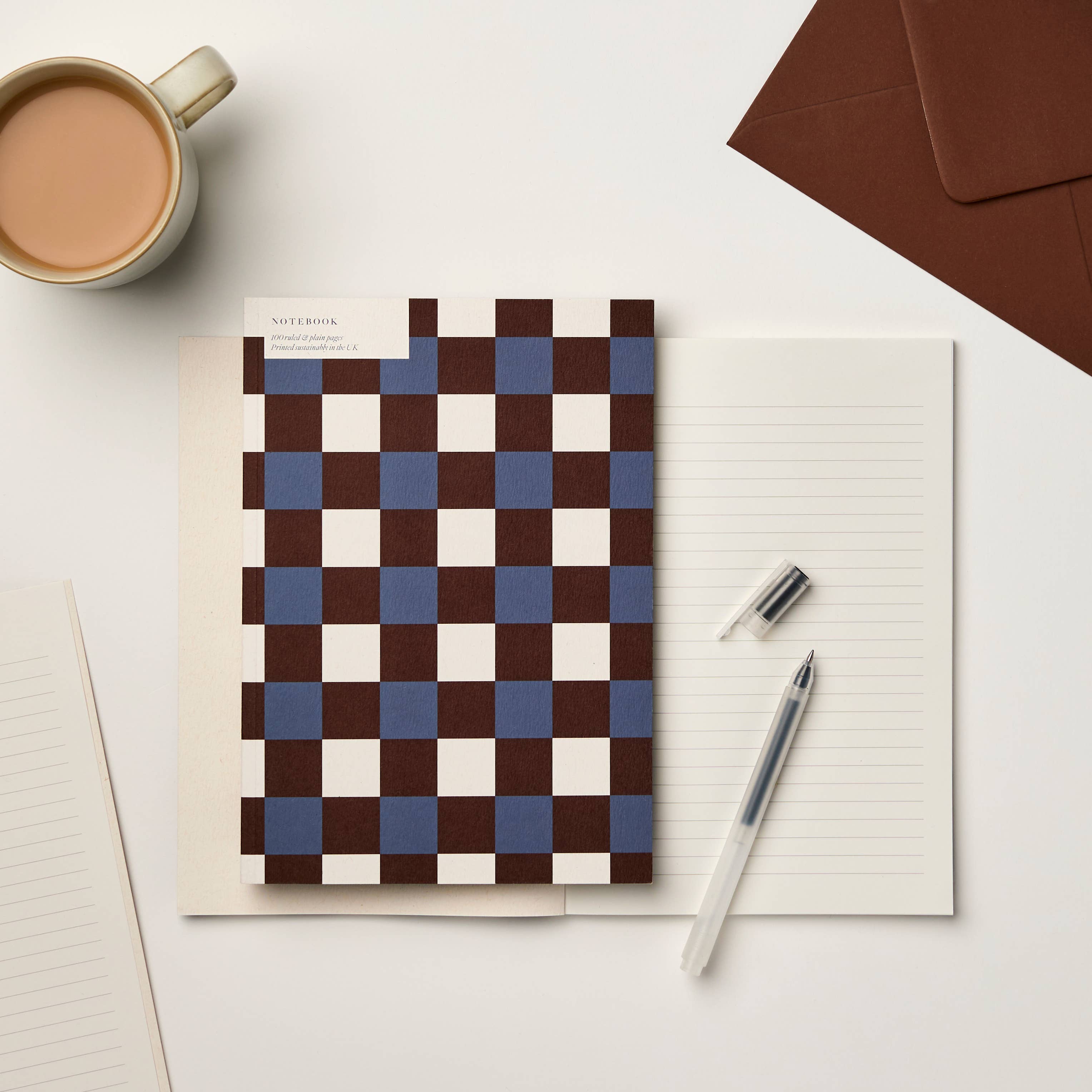 A5 Ruled + Plain Burgundy/Blue Tile Notebook – RUSKIN